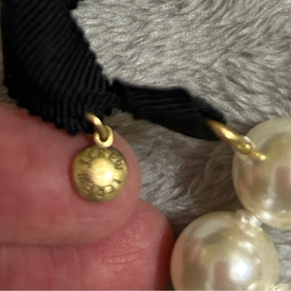 ‼️ sold New J Crew Large  Pearl Necklace with Black Ribbon. Beautiful! - Picture 2 of 4